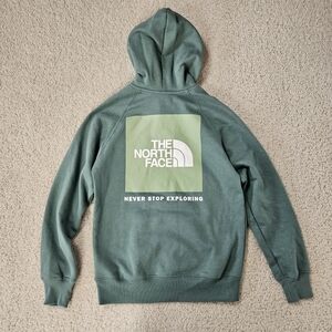 North Face Hoodie Womens Sage Green Pullover Front Back Graphic New XS MRSP $60